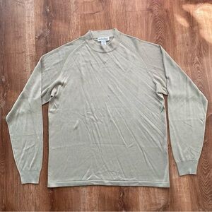 Anthology Silk Mens Mock Neck Sweater Size Large Gold Long Sleeve